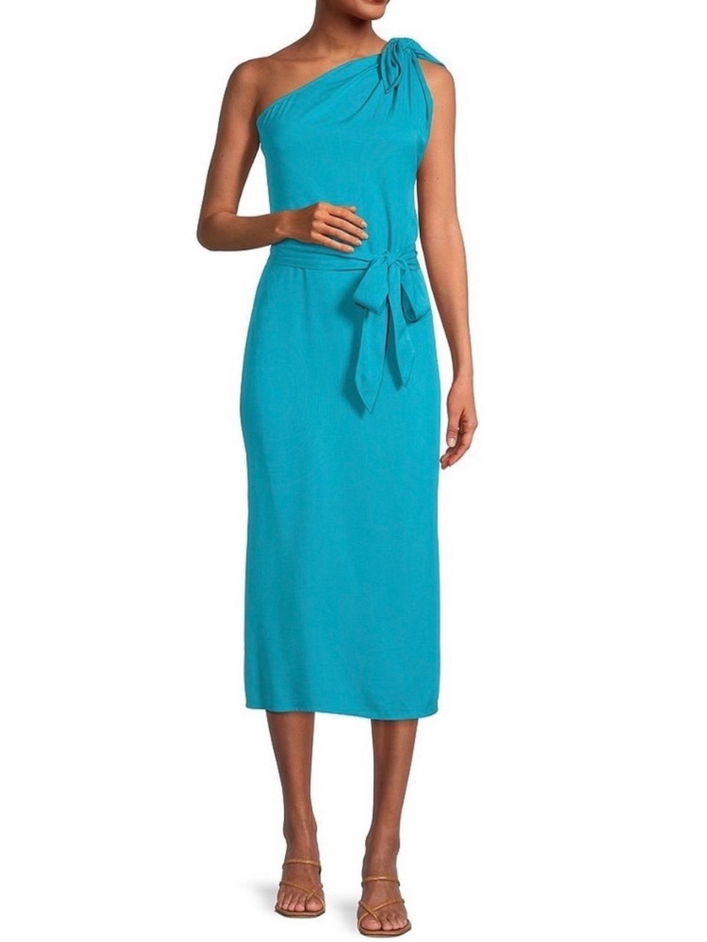 Weylyn One Shoulder Tie Waist Midi Dress